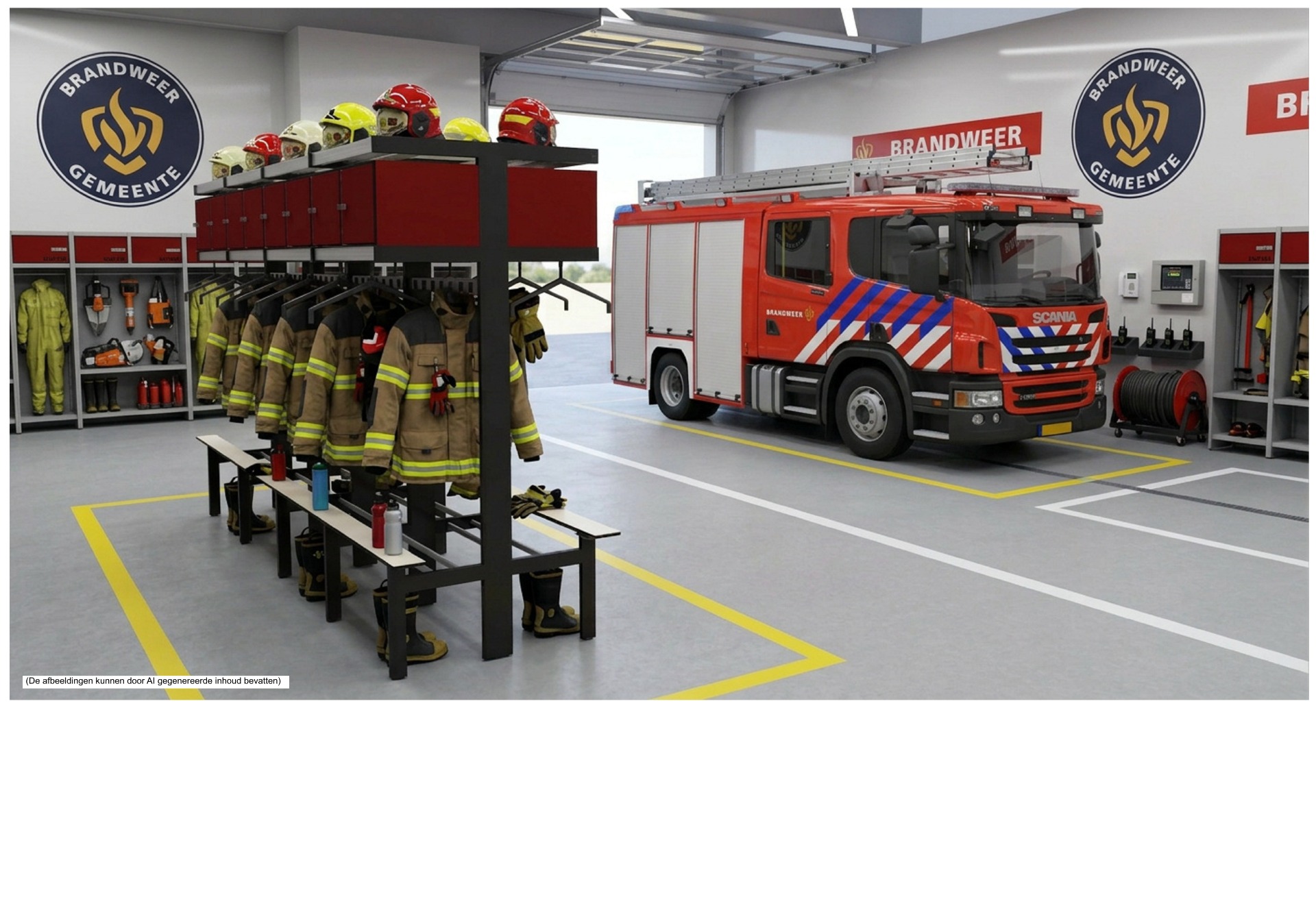 Doppelte freistehende Kupan Feuerwehrgarderobe für sechzehn Personen