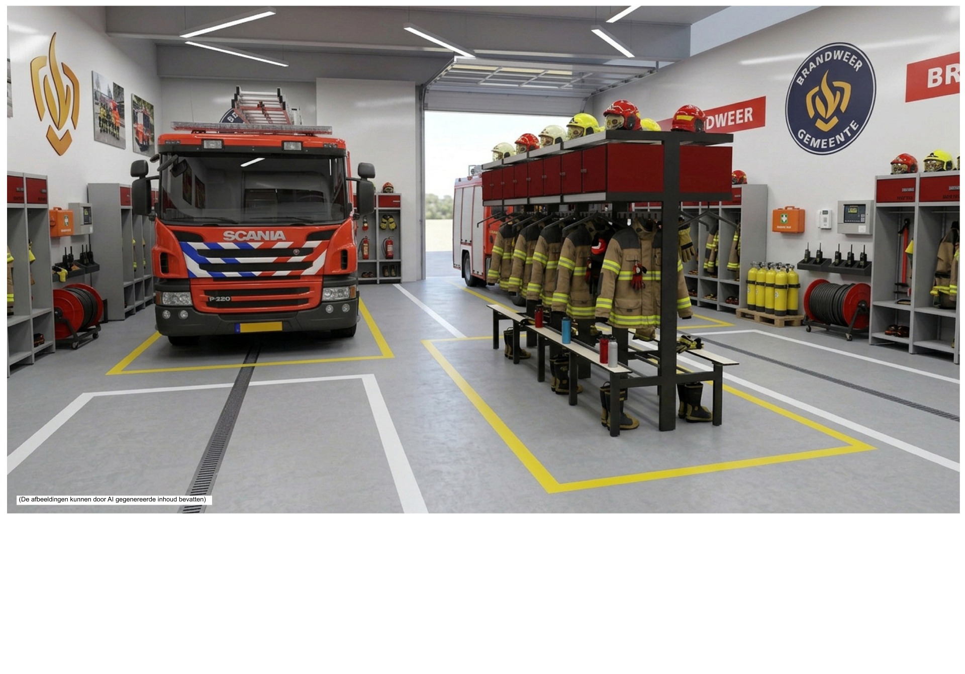 Kupan Feuerwache mit Feuerwehrgarderobe, Einsatzkleidung und Feuerwehrfahrzeug