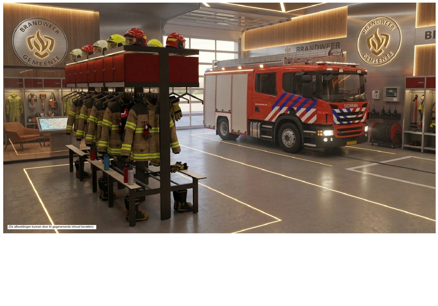 Moderne Feuerwache mit Kupan Feuerwehrgarderoben