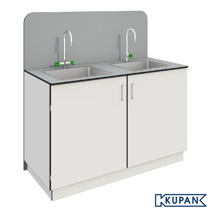 Lab spoelunit met Watersaver BT 414 en BT 614 kranen – kopse opstelling