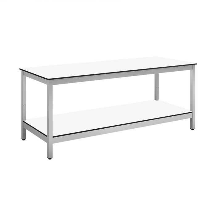 W75 Lab-tafel Hoogte 750 breedte 2000 met werkblad Fundermax Resistance2, Trespa Toplab horizontal, met schap