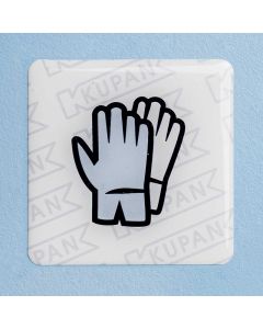 Doming sticker disposable handschoen