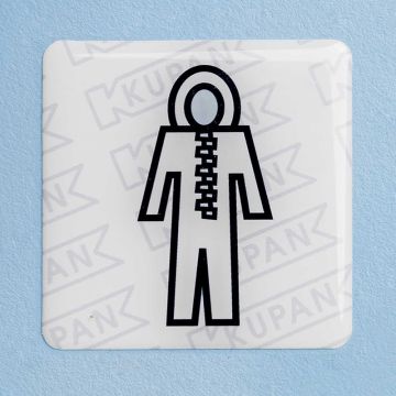 3D Aufkleber für Einweg-Overall mit Kappe