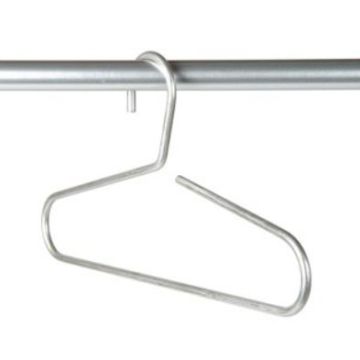 Hygiënische RVS kledinghanger voor foodindustrie (vlees, vis, zuivel), farmacie en cleanrooms. Past op Ø33,7 mm buis. Levertijd: ca. 15 werkdagen