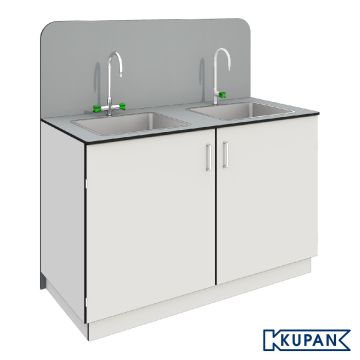 Lab spoelunit met Watersaver BT 414 en BT 614 kranen – kopse opstelling