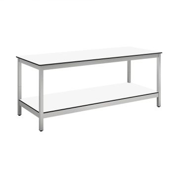 W75 Lab-tafel Hoogte 750 breedte 2000 met werkblad Fundermax Resistance2, Trespa Toplab horizontal, met schap