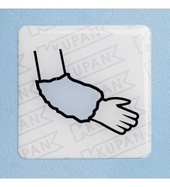Domed Sticker for disposable arm sleeve
