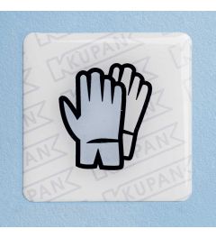 Domed Sticker for disposable gloves