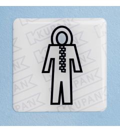Domed Sticker for disposable overall with cap